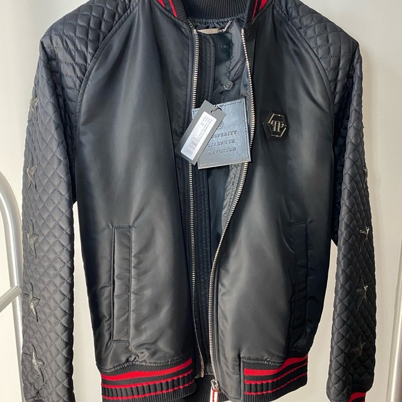 PHILIPP PLEIN NYLON JACKET "SKULL SNAKE RED" - Picture 8 of 10